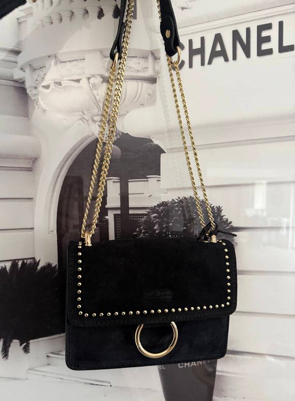Sac Anaïs en croûte de cuir noir