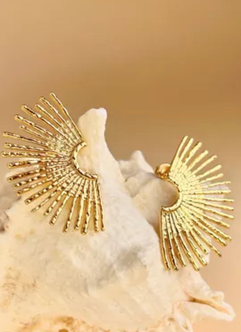 Boucles d’Oreilles Rayons de Soleil en Acier Inoxydable Doré ☀️