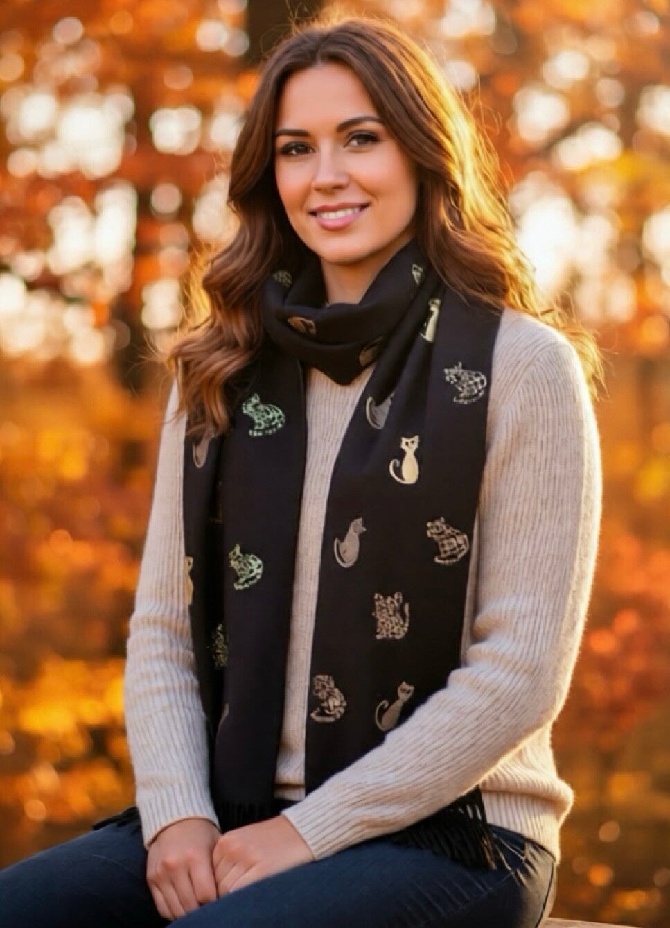 Echarpe à motifs chats 🐈‍⬛ femme