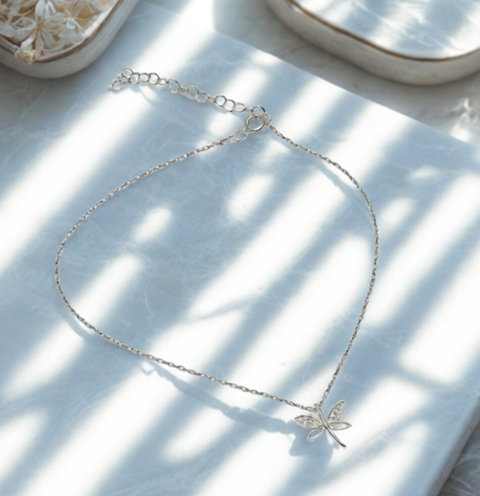 Chaîne de Cheville Lumière & Libellule Argent 925