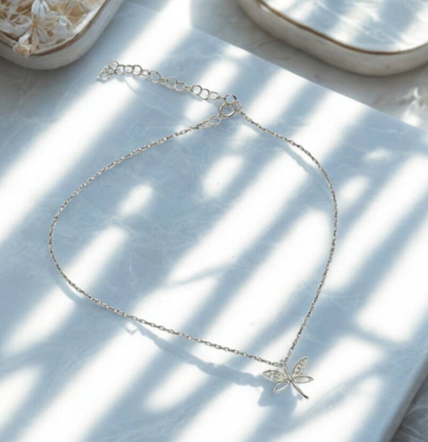 Chaîne de Cheville Lumière & Libellule Argent 925