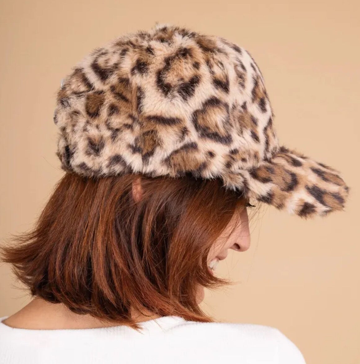 Casquette léopard à fausse fourrure, douce🤎