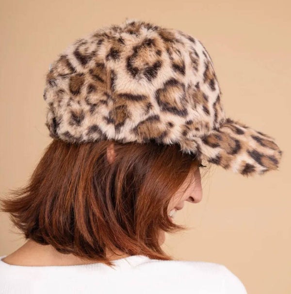 Casquette léopard à fausse fourrure, douce🤎