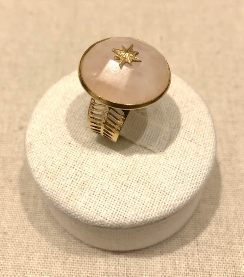 Bague constellation, pierre rose doré