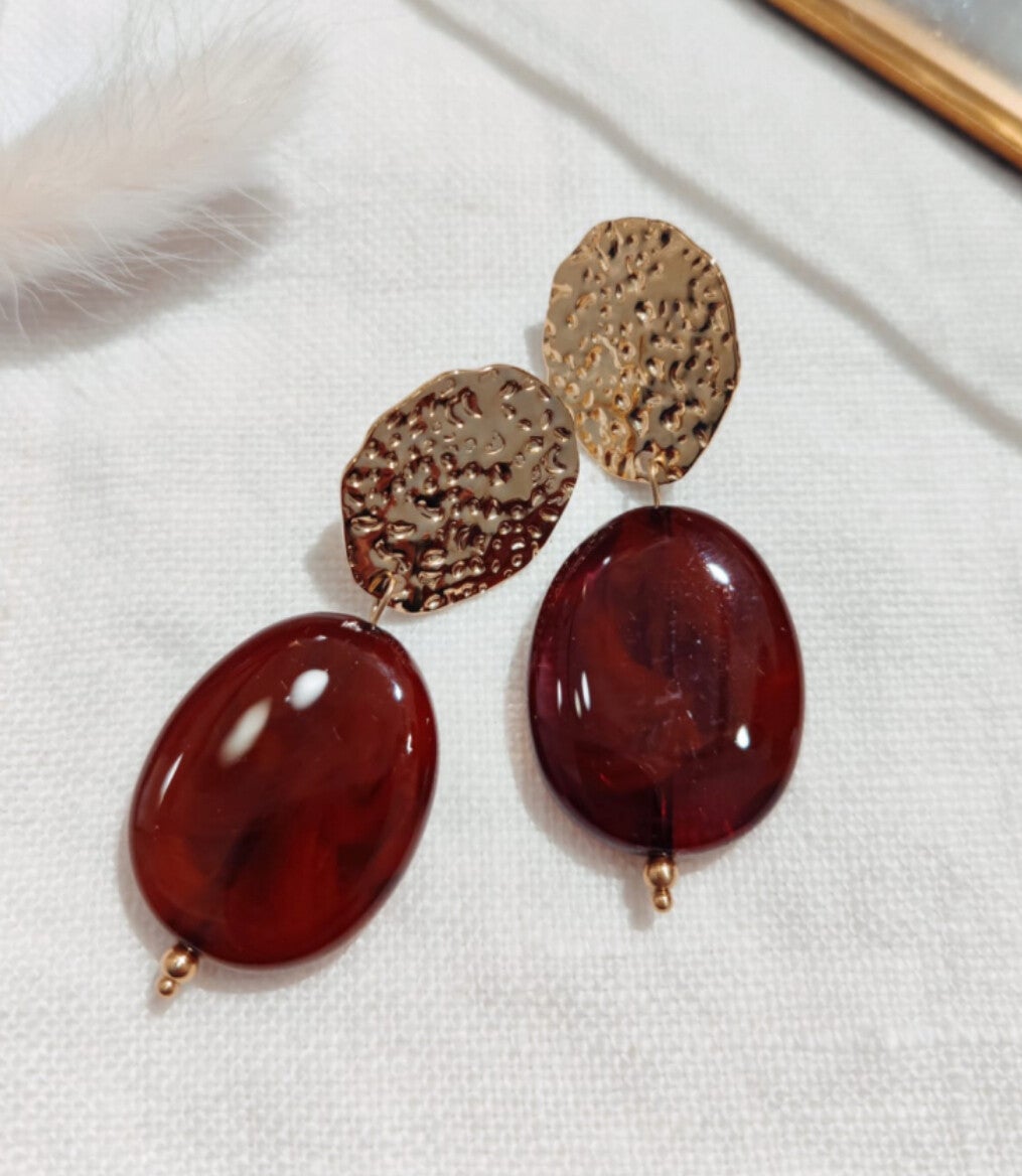 Boucles d’oreilles en résine, marron Glam