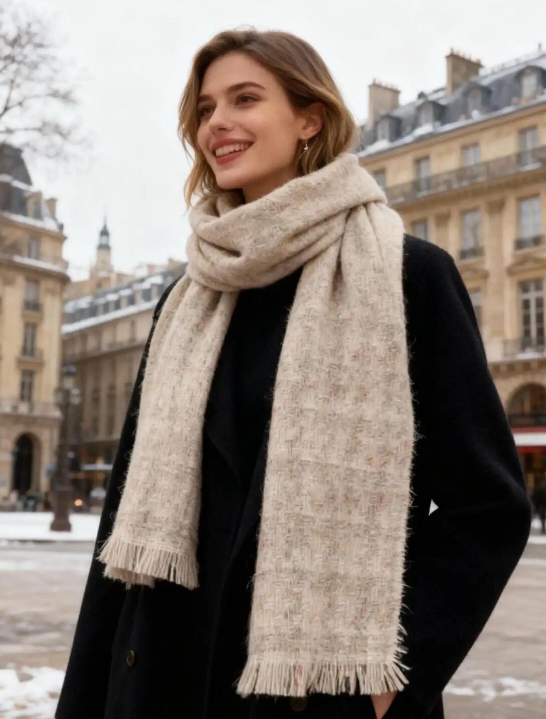 Écharpe beige à carreaux élégant 💟