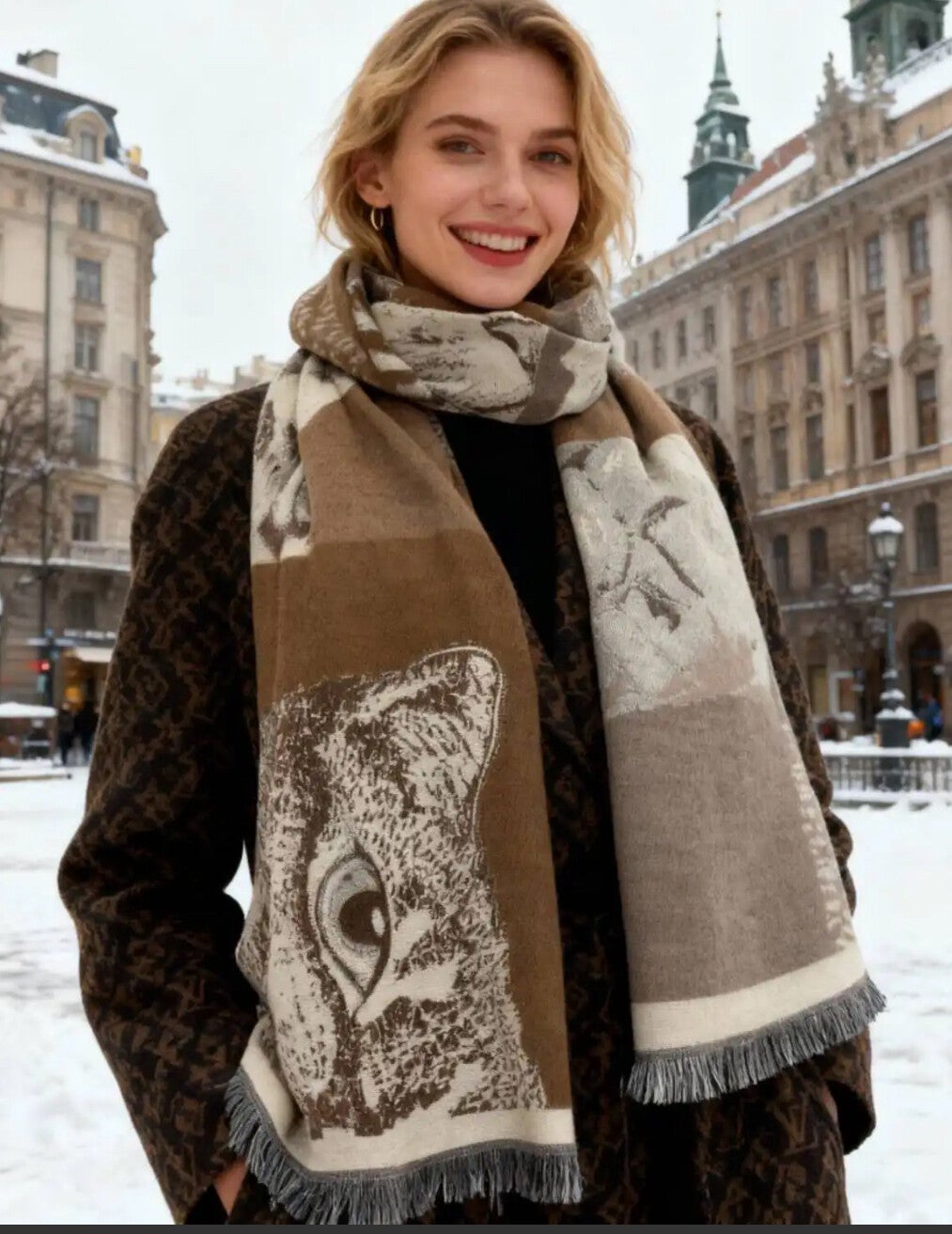 Echarpe à motifs chats 🐈‍⬛ femme (plusieurs variantes)
