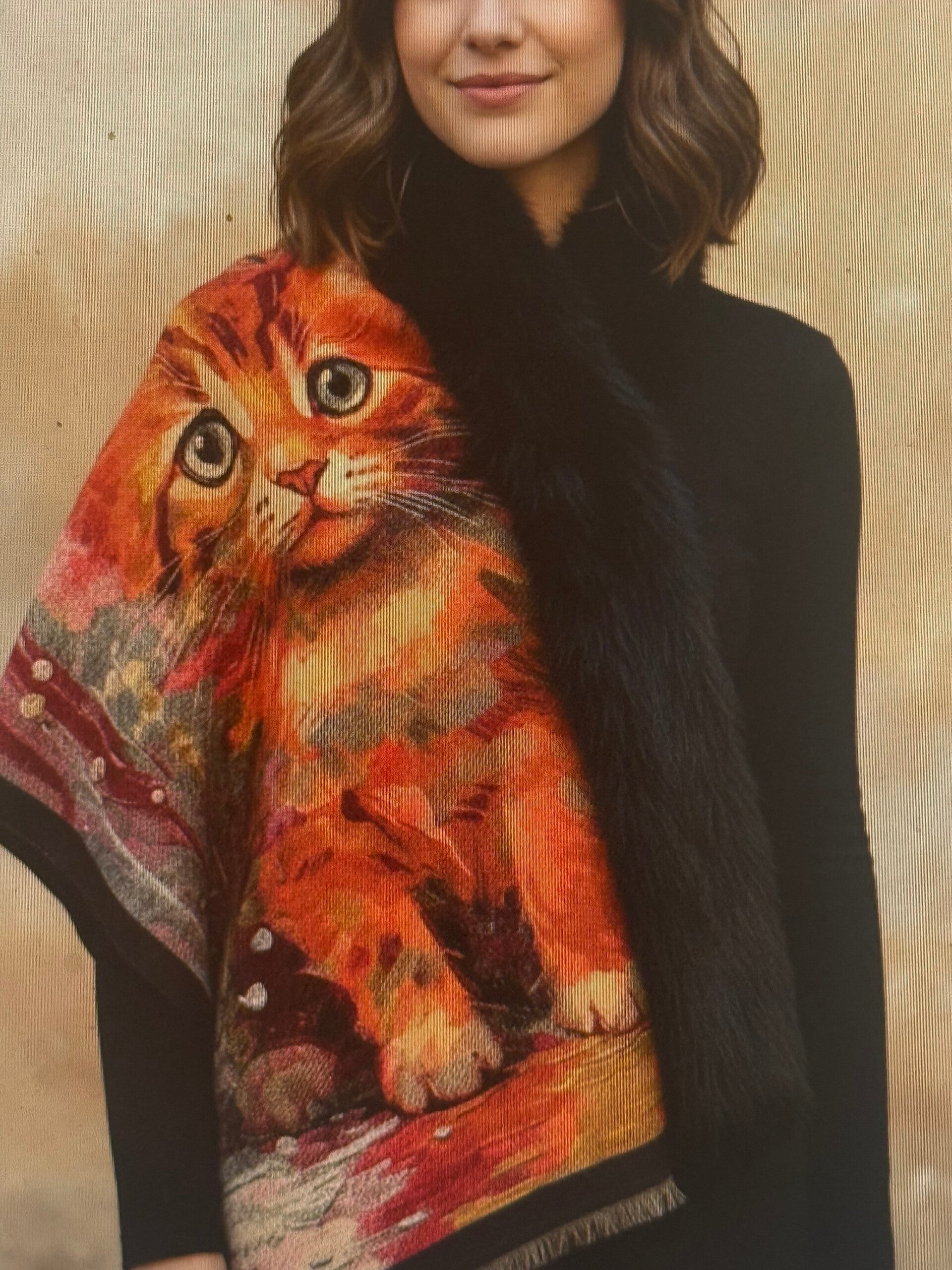 Cape à fausse fourrure, chat