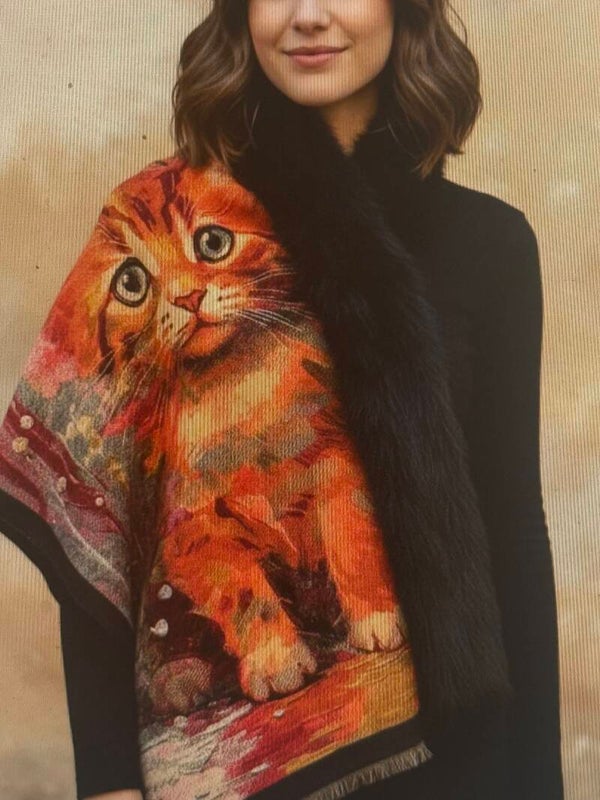 Cape à fausse fourrure, chat