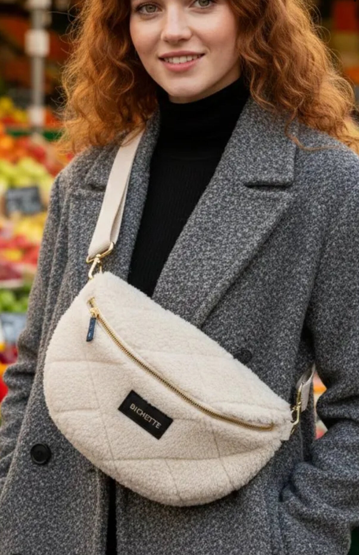 👜 Sac bandoulière « Bichette » – Effet moutonné