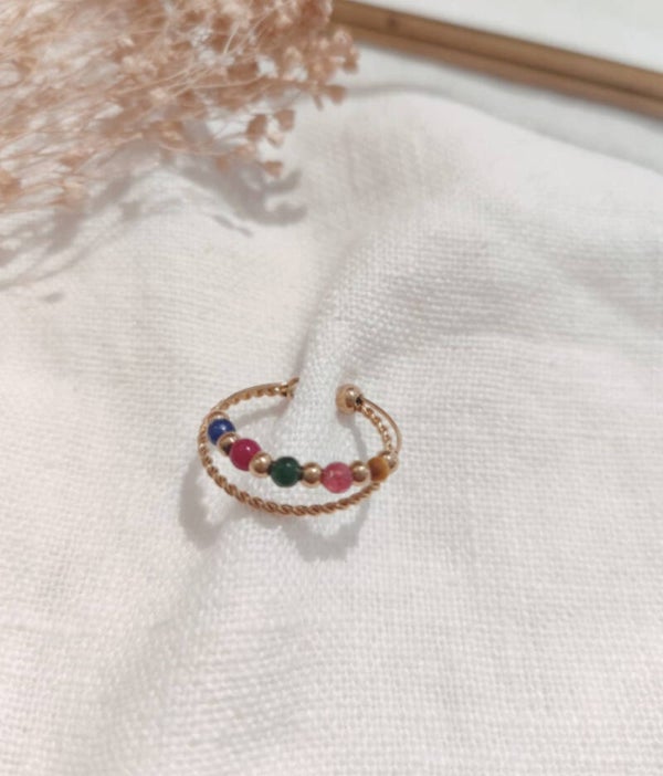 Bague double, pierre colorée – Milë Mila Paris 🌸