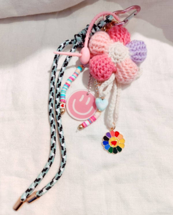 Gris-gris de sac fleur rose 🌸 🧶