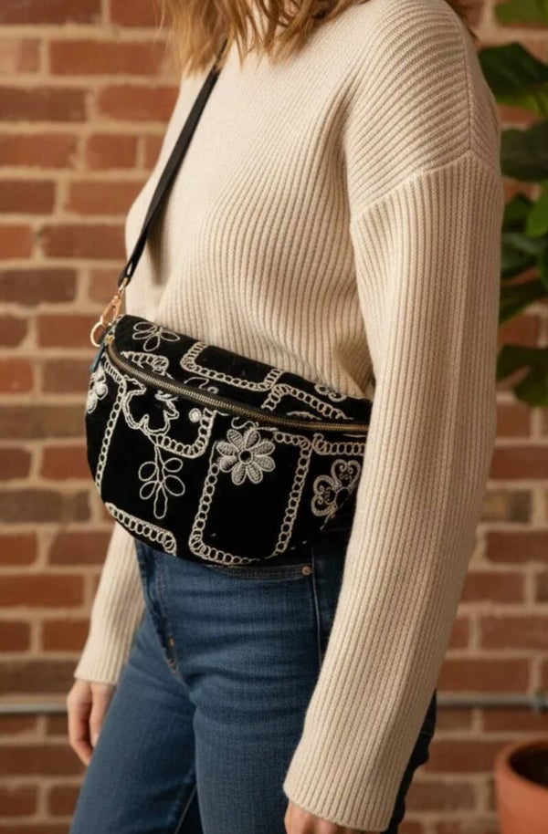 👜 Sac bandoulière à strass – Noir 🖤