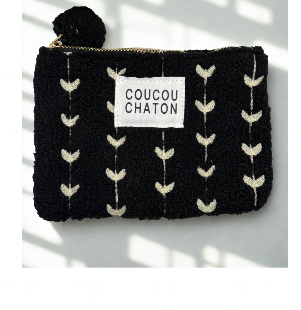 🐾 Pochette douce « Coucou Chaton » Noir