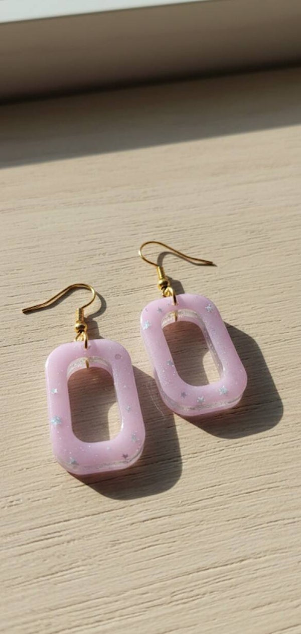 Kolczyki Wiszące "Różowe Gwiazdy"