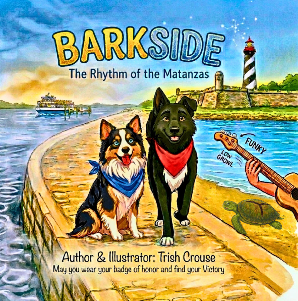 Cover of Barkside: The Rhythm of the Matanzas, a children's mystery book set in St. Augustine Florida featuring the Castillo de San Marcos and the Matanzas River, by author Trish Crouse. #TrishCrouse #PiratePupsTreasureAdventures #BarksideBooks