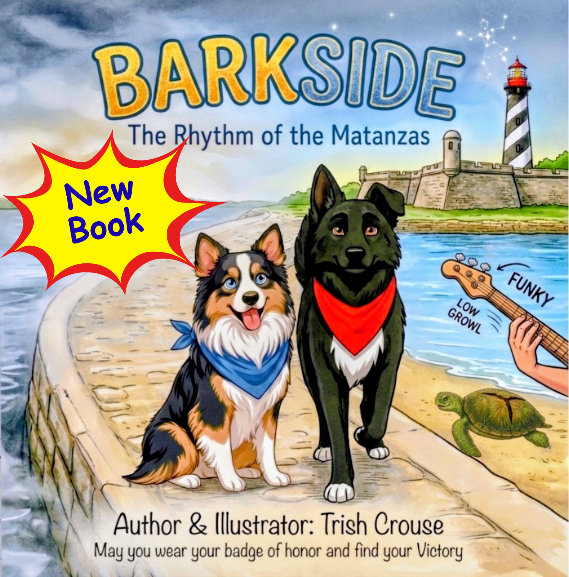 Cover of Barkside: The Rhythm of the Matanzas, a children's mystery book set in St. Augustine Florida featuring the Castillo de San Marcos and the Matanzas River, by author Trish Crouse. #TrishCrouse #PiratePupsTreasureAdventures #BarksideBooks