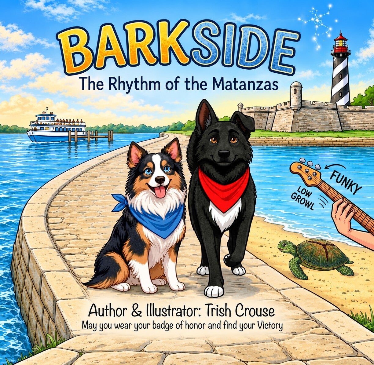 Cover of Barkside: The Rhythm of the Matanzas, a children's mystery book set in St. Augustine Florida featuring the Castillo de San Marcos and the Matanzas River, by author Trish Crouse. #TrishCrouse #PiratePupsTreasureAdventures #BarksideBooks