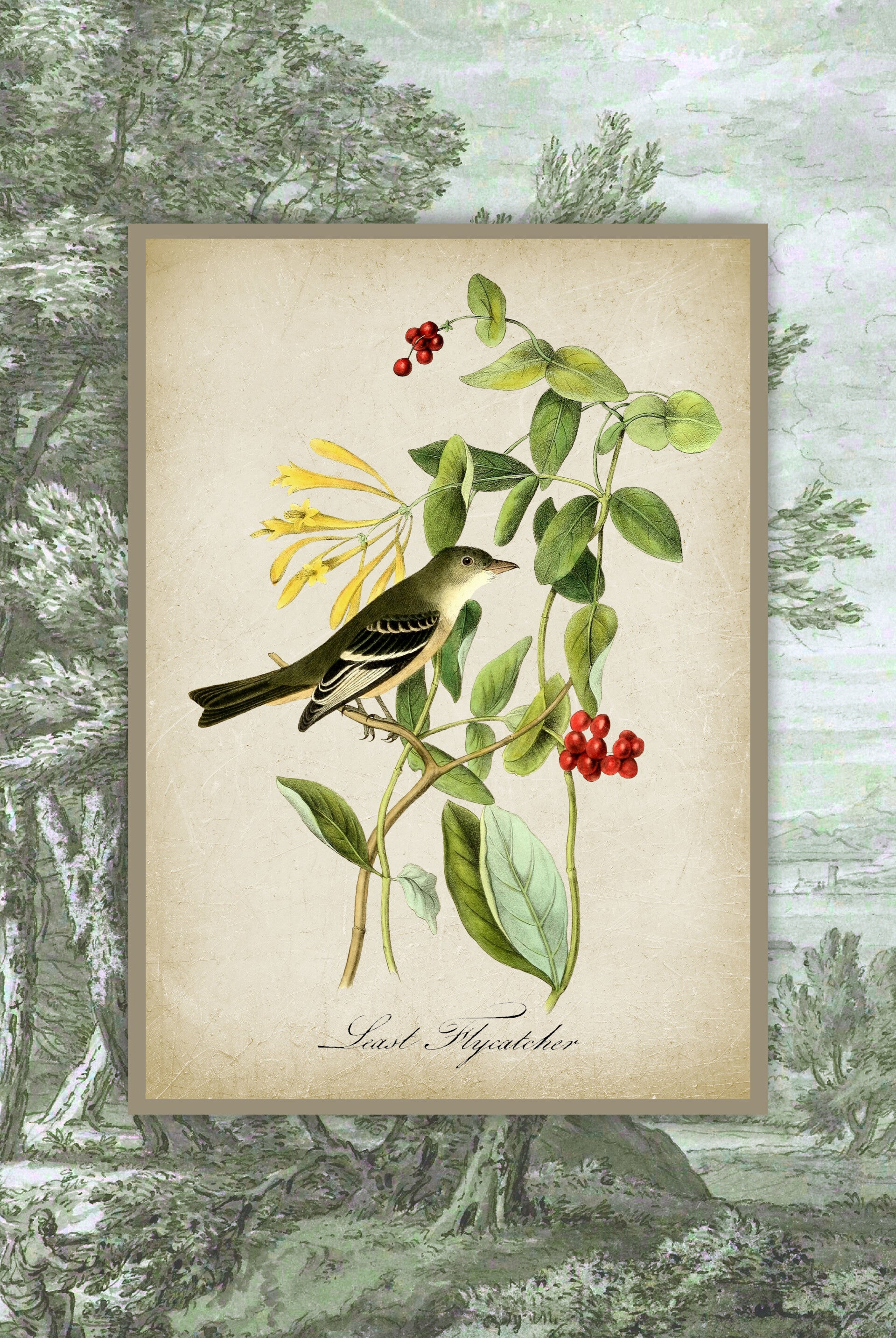Vintage Single Bird Landscape