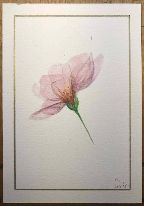 Handgeschilderde kaart - La fragilité de la vie, capturée dans une fleur - Ines - troost