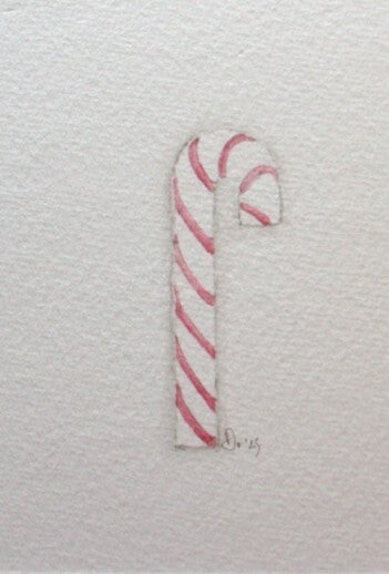 Handgeschilderde kaart - Candy Cane