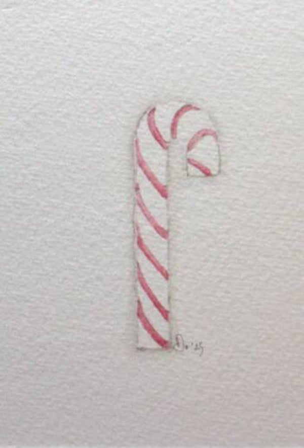 Handgeschilderde kaart - Candy Cane