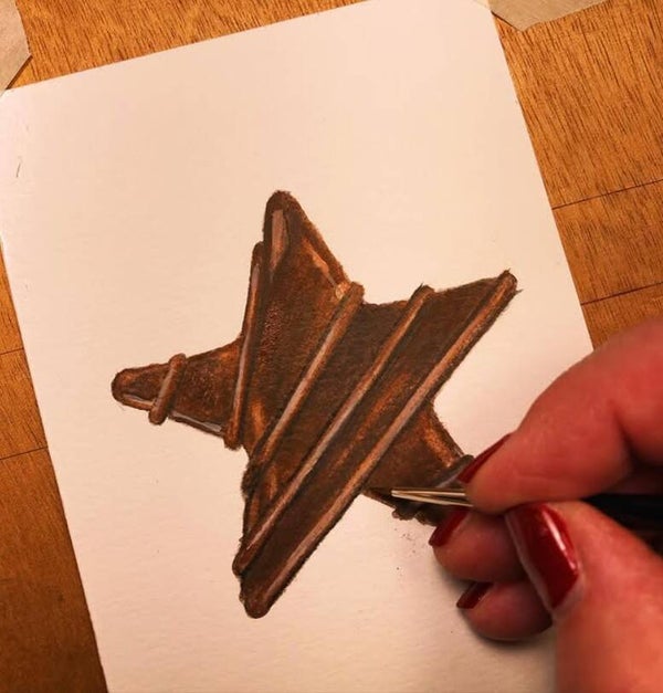 Handgeschilderde kaart - Etoile en chocolat