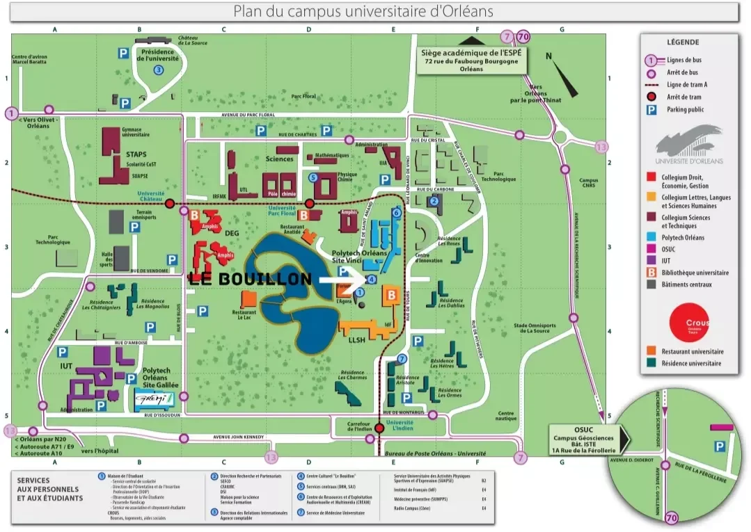 Plan du campus Orleans 