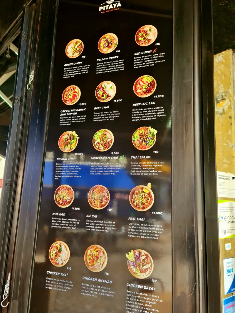 Photo du Menu du restaurant Pitaya sur le site Sortir a Orleans 