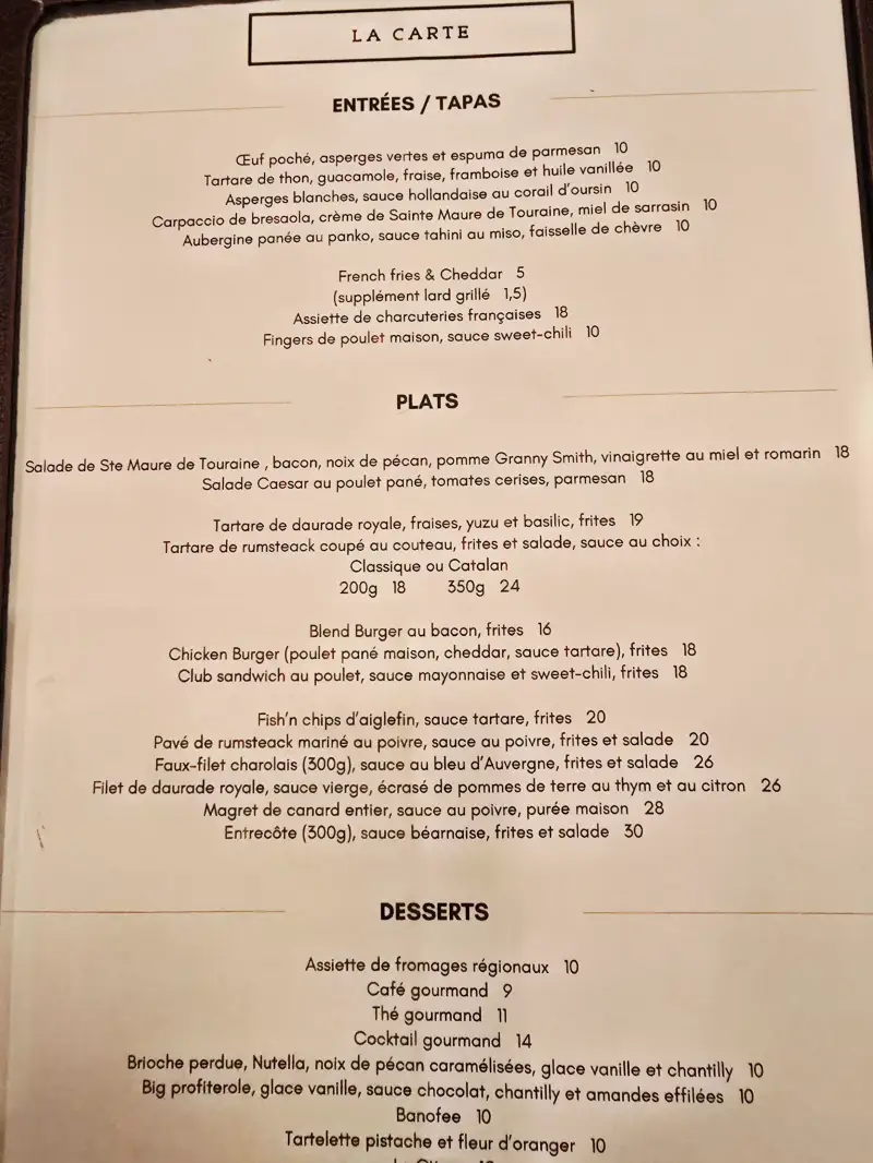 Menu restaurant Blend Bistro Pub sur sortiraorleans.fr