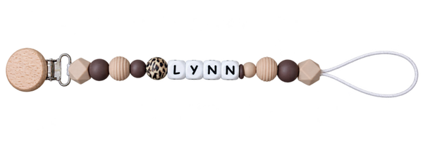 Gepersonaliseerde speenkoord Lynn bruin