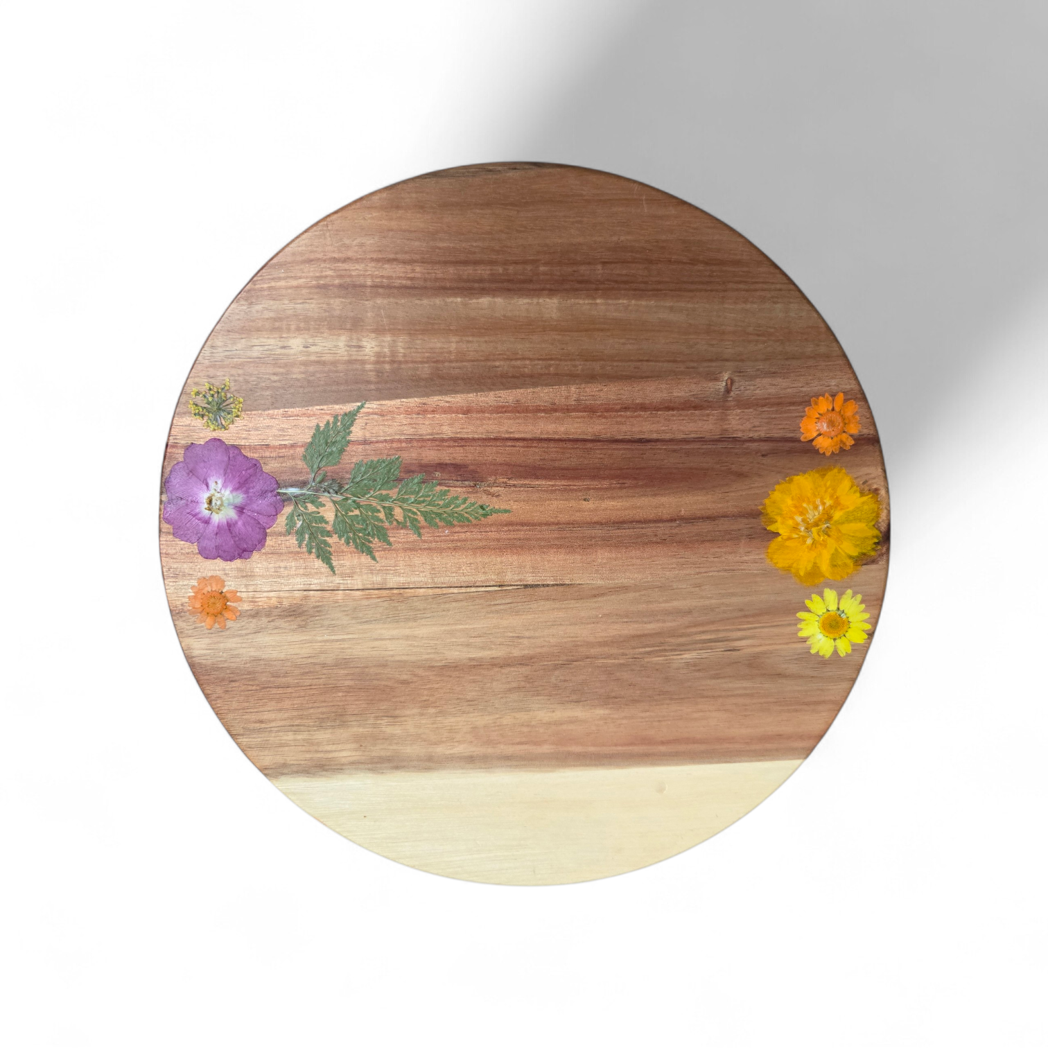 Botanical Footed Tray – Solid Acacia Wood (29cm) yellow