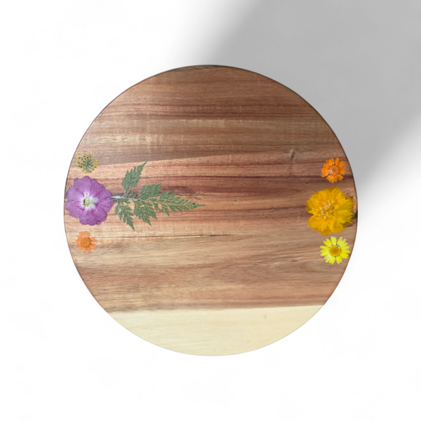 Botanical Footed Tray – Solid Acacia Wood (29cm) yellow