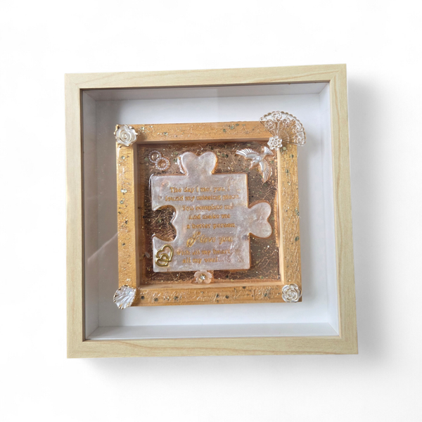 Handmade Resin Puzzle Wedding Frame – Romantic Keepsake Gift