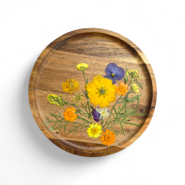 Botanical Acacia Wood table, shelf or Wall Art – 20cm