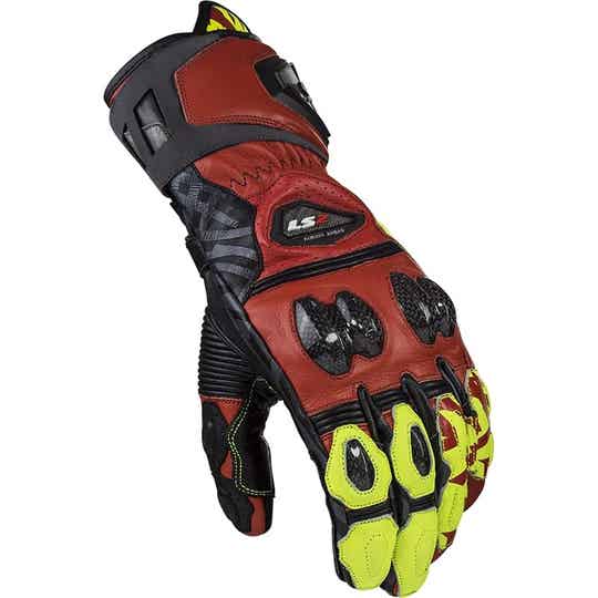 LS2 Feng Racing Gloves Red Yellow
