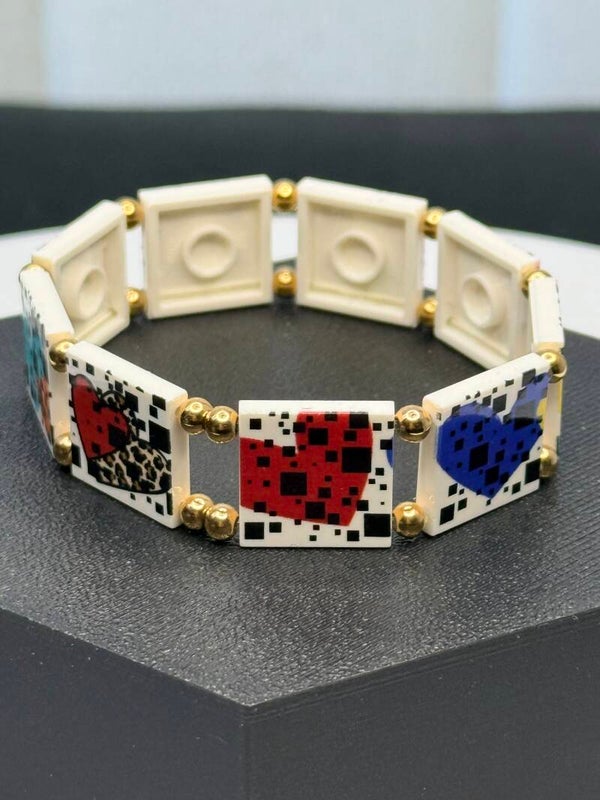 Bracelet femme cœurs blanc et noir fait main — LeKlic en briques LEGO®