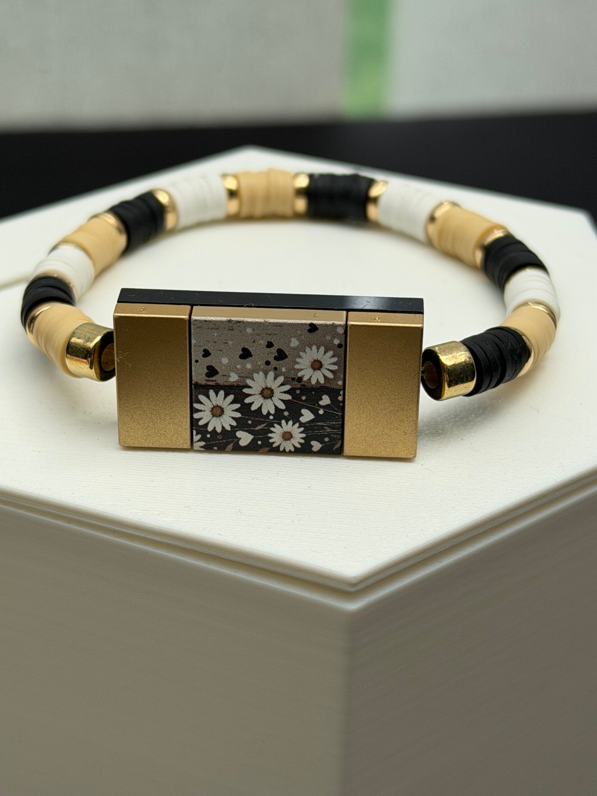Bracelet femme fleurs perles rondelles fait main — LeKlic en briques LEGO®