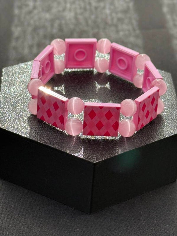 Bracelet femme jacquard girly perles verre fait main — LeKlic en briques LEGO®