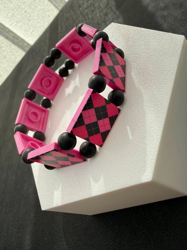 Bracelet femme jacquard rose fait main — LeKlic en briques LEGO®