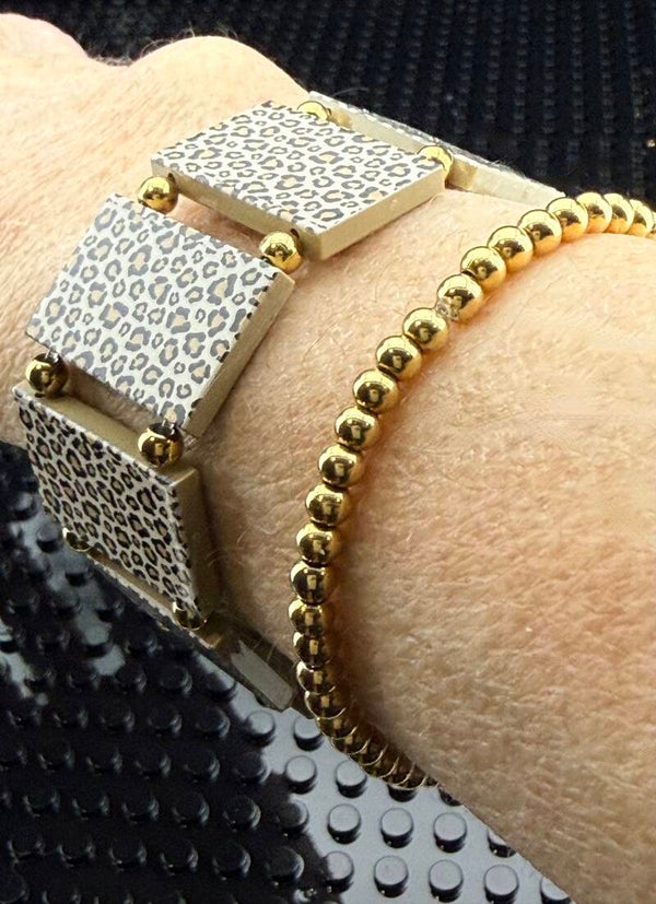 Bracelet femme léopard doré fait main — LeKlic en briques LEGO®