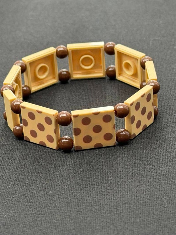 Bracelet femme pois beige et chocolat fait main — LeKlic en briques LEGO®