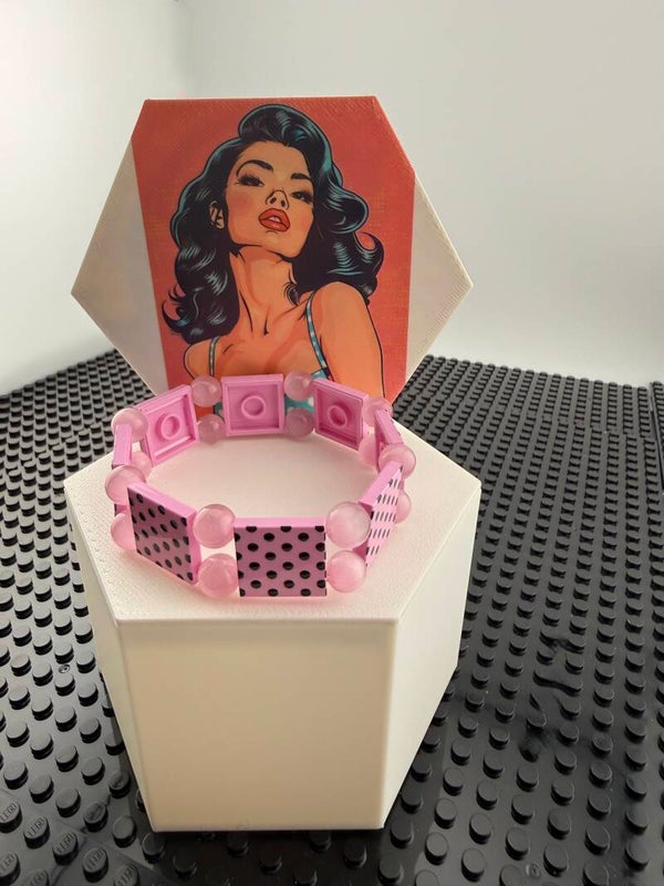 Bracelet femme pois rose et noir fait main — LeKlic en briques LEGO®