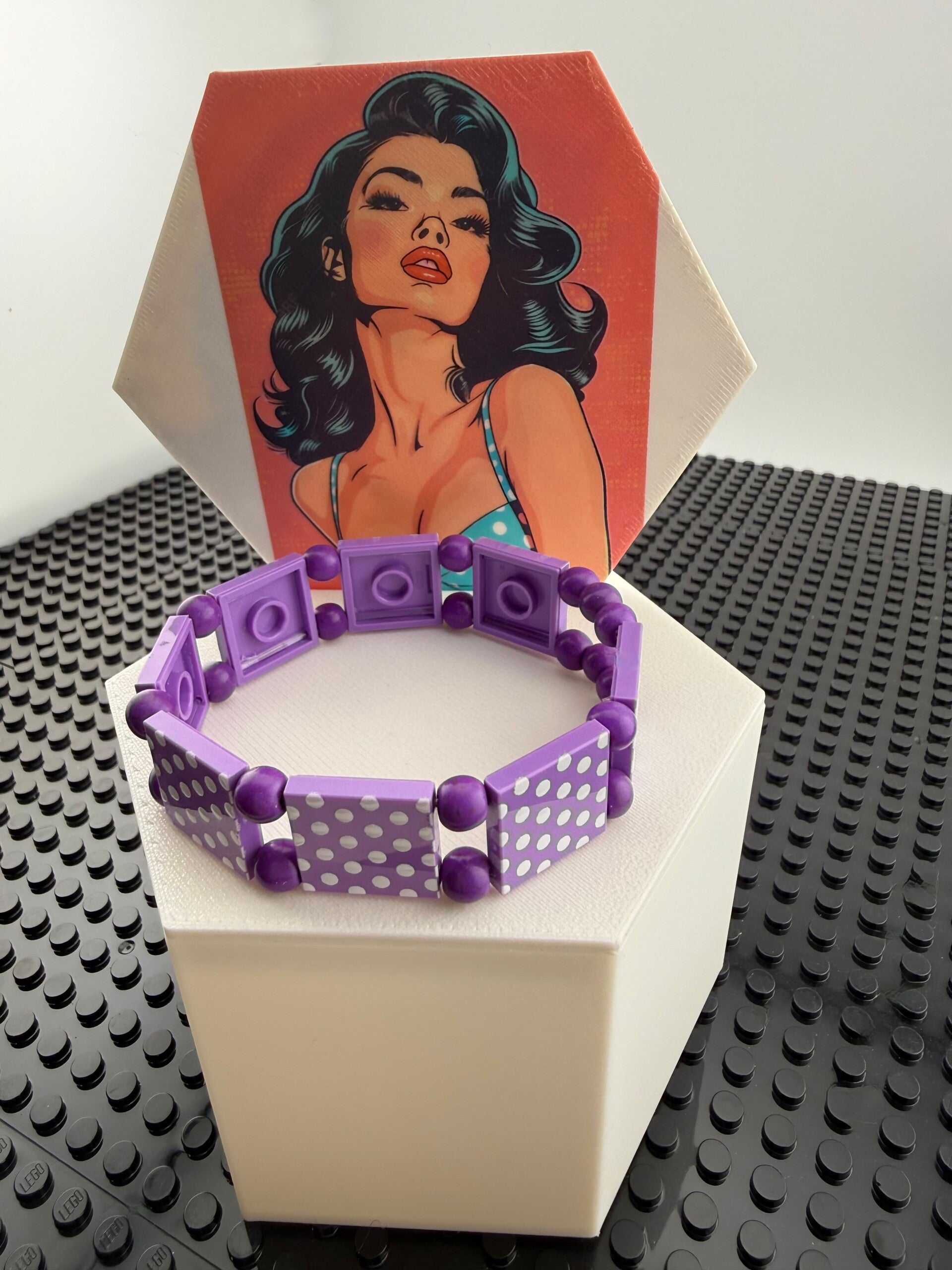 Bracelet femme pois violet et blanc fait main — LeKlic en briques LEGO®