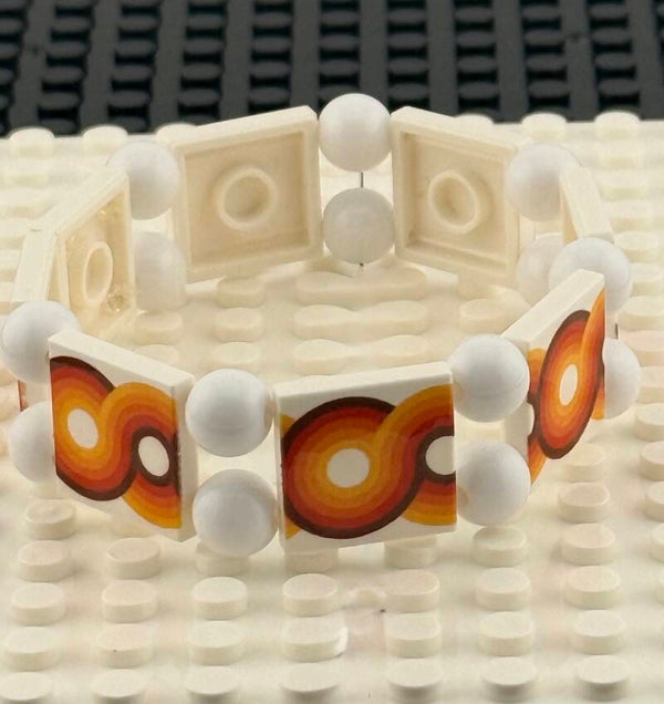 Bracelet femme Sixties blanc orange et marron fait main — LeKlic en briques LEGO®