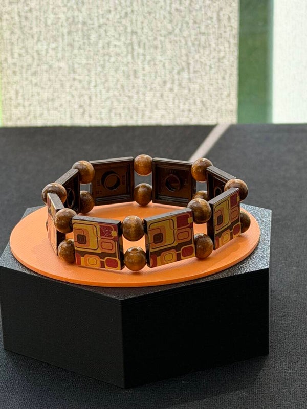 Bracelet femme Sixties marron perles bois fait main — LeKlic en briques LEGO®