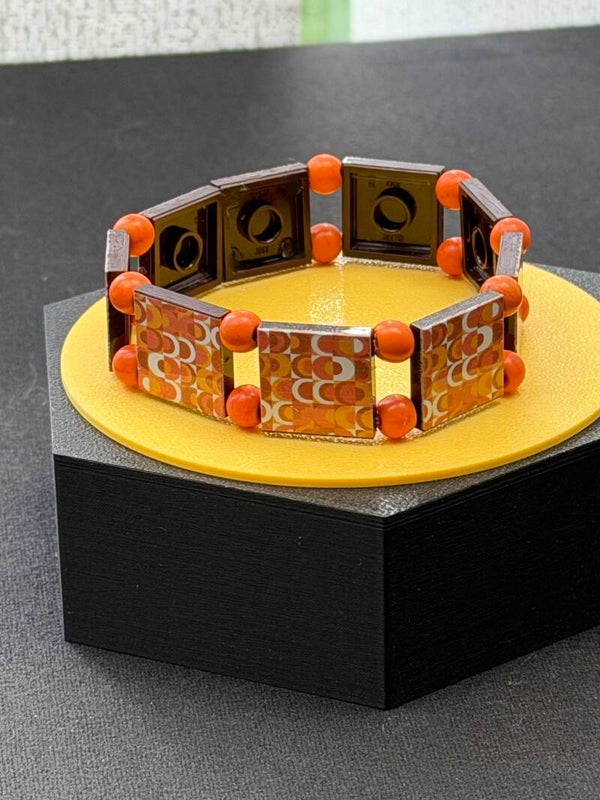 Bracelet femme Sixties marron perles bois orange fait main — LeKlic en briques LEGO®
