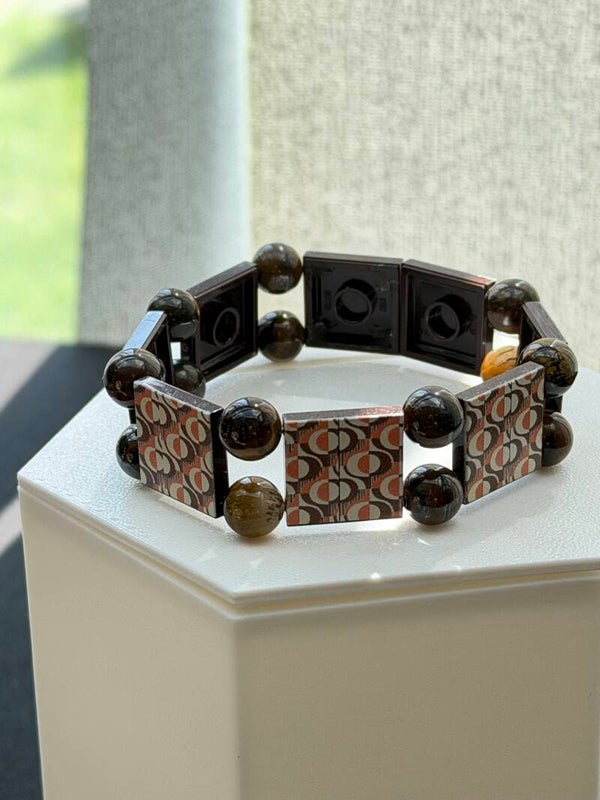 Bracelet femme Sixties marron perles fait main — LeKlic en briques LEGO®