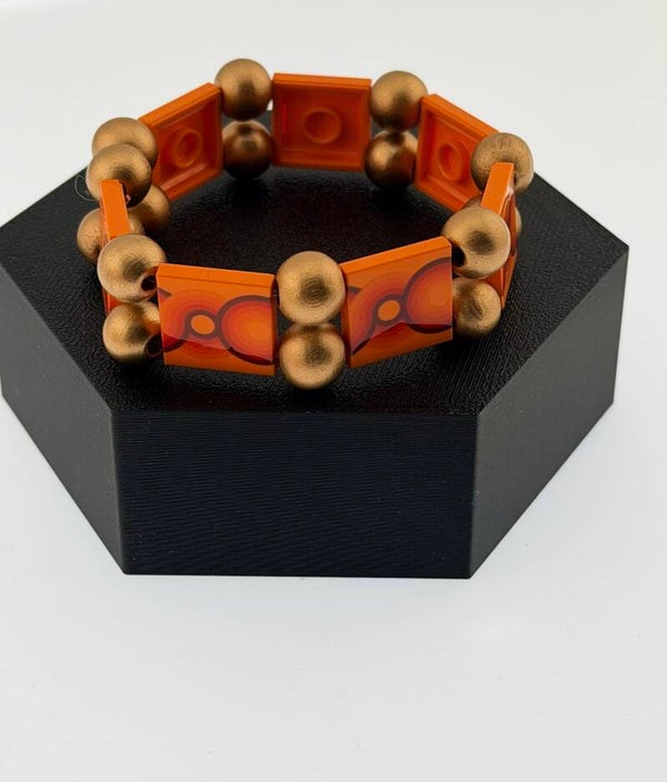 Bracelet femme Sixties orange fait main — LeKlic en briques LEGO®