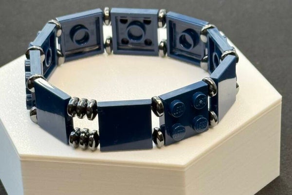 Bracelet homme bleu marine acier inoxydable fait main — LeKlic en briques LEGO®